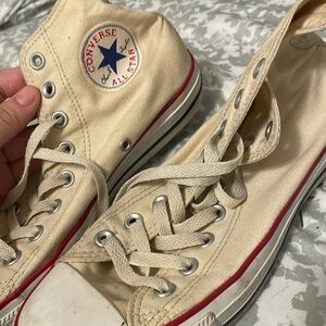 Cream high top converse